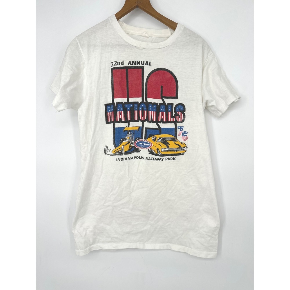 Vtg 1976 22nd NHRA US Nationals T Shirt Mens L Indianapolis Racing Single Stitch